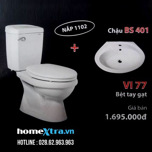 Bồn cầu Viglacera VI77+BS401 homextra