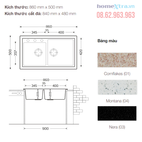 Chậu rửa chén đá Carysil VIC3