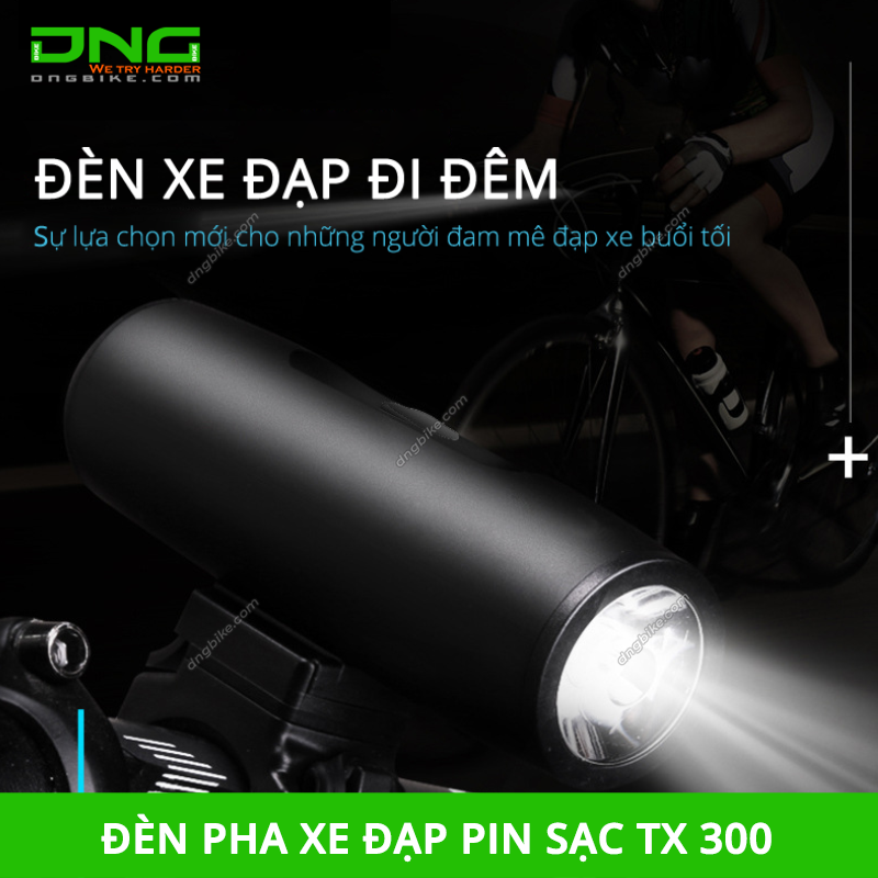 Đèn pha xe đạp pin sạc USB TX 300