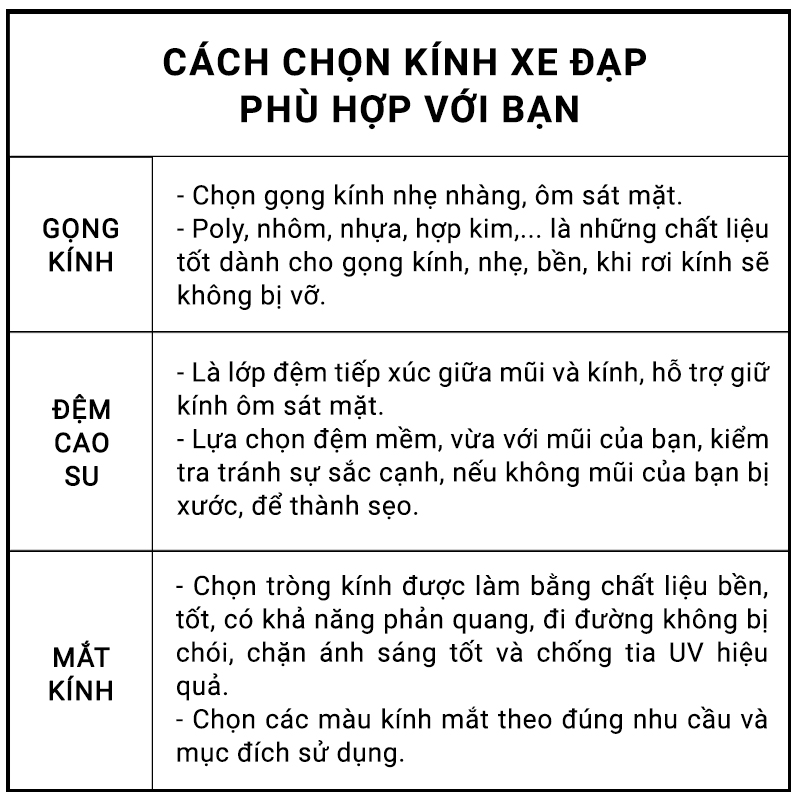 Kính xe đạp thể thao