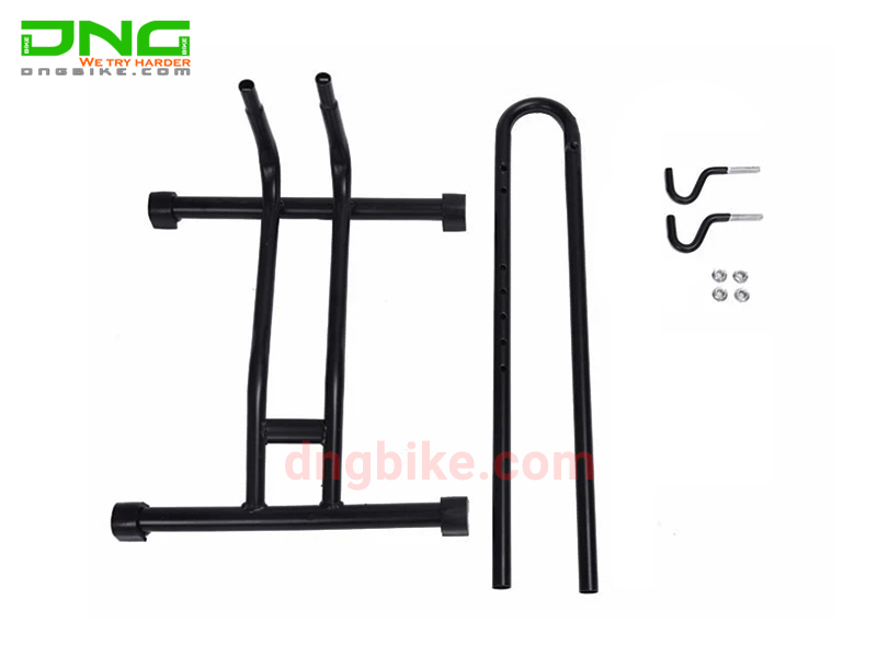 Chân chống dựng xe đạp chữ L có móc bên