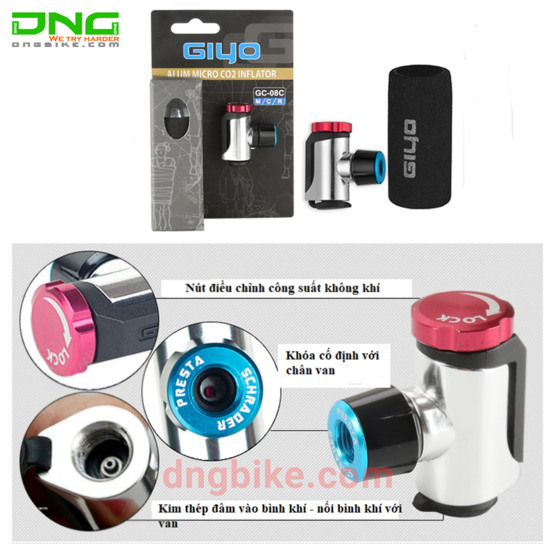 Đầu van bơm bình khí CO2 GIYO GC-08C