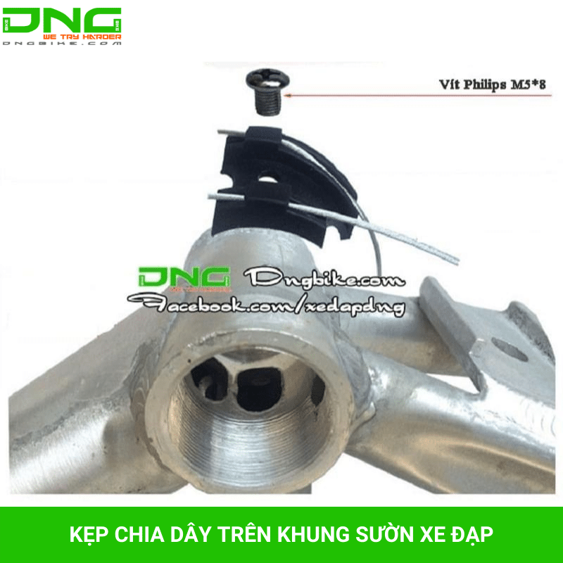 Kẹp chia dây trên khung sườn xe đạp