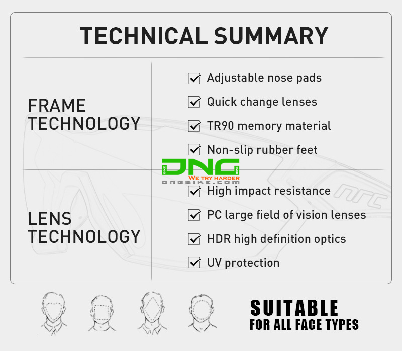 Kính xe đạp thể thao NRC 01 lens trong suốt đổi màu