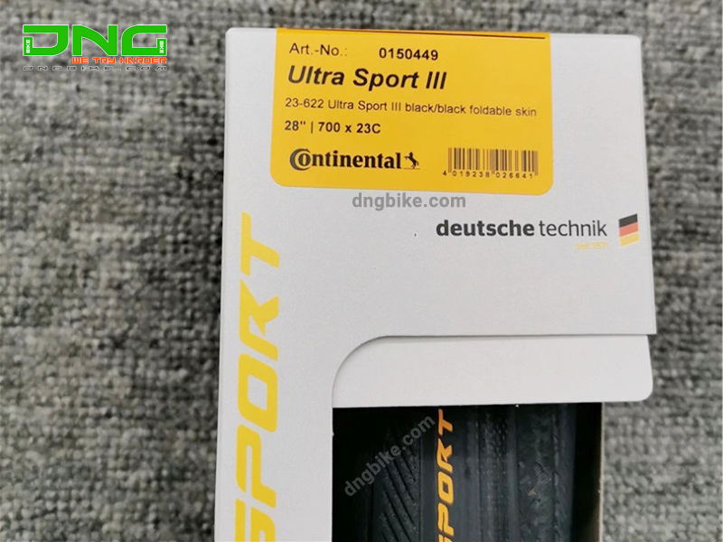 Lốp xe đạp Continental ULTRA SPORT III 700x23c tank nilon chữ vàng