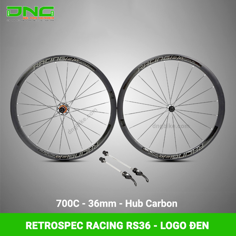 Vành bộ xe đạp đua Retrospec RACING RS36 700c 36mm Hub Carbon