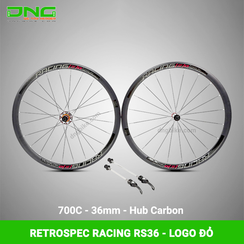 Vành bộ xe đạp đua Retrospec RACING RS36 700c 36mm Hub Carbon