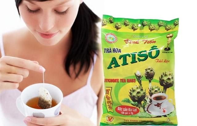 Trà Atiso Vĩnh Tiến được chiết xuất từ thân, rễ, hoa Atiso tươi 100% nguyên chất