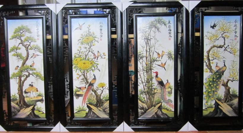 Tranh Tứ Quý Tùng Cúc Trúc Mai chữ Hán 120