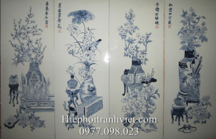 Tranh Tứ Quý Cổ đồ Men Tràm 125