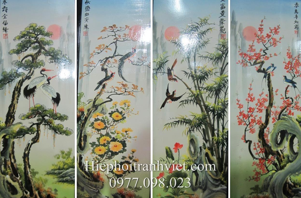 Tranh Tứ Quý Tùng Cúc Trúc Mai 124