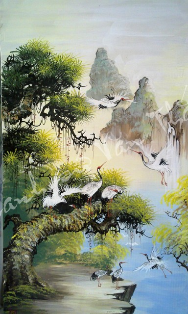 Tranh sứ tùng hạc