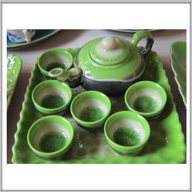 Ấm Chén Bát Tràng men thủy tinh ACBT-054