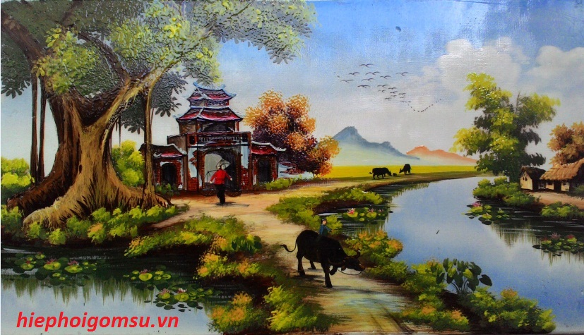 Tranh cây đa bến nước cổng làng 054