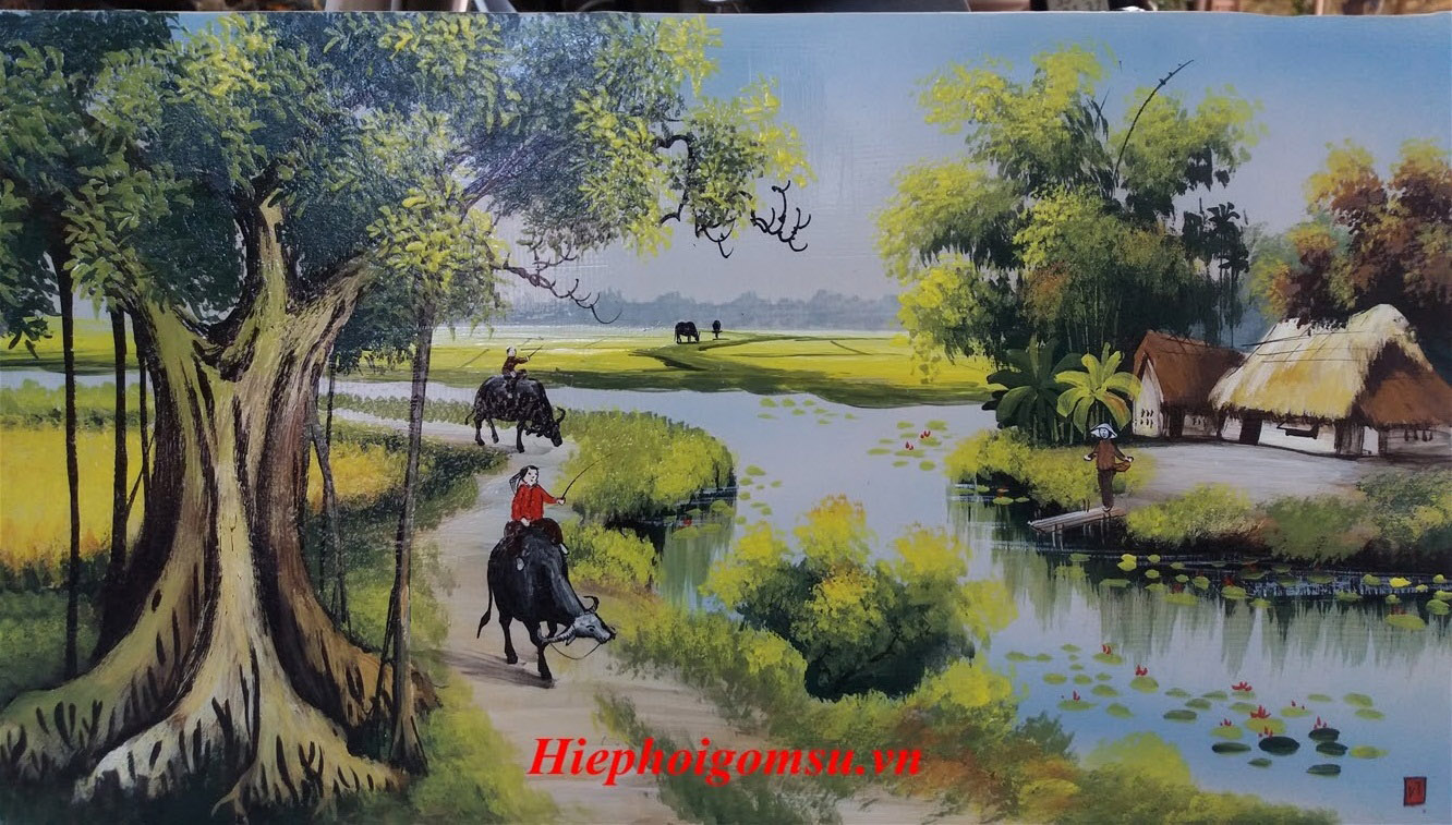 Tranh sứ đồng quê 128