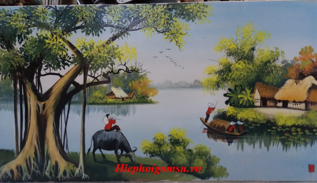Tranh sứ đồng quê 123