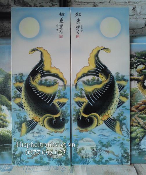 Tranh bộ Lý ngư vọng nguyệt 016