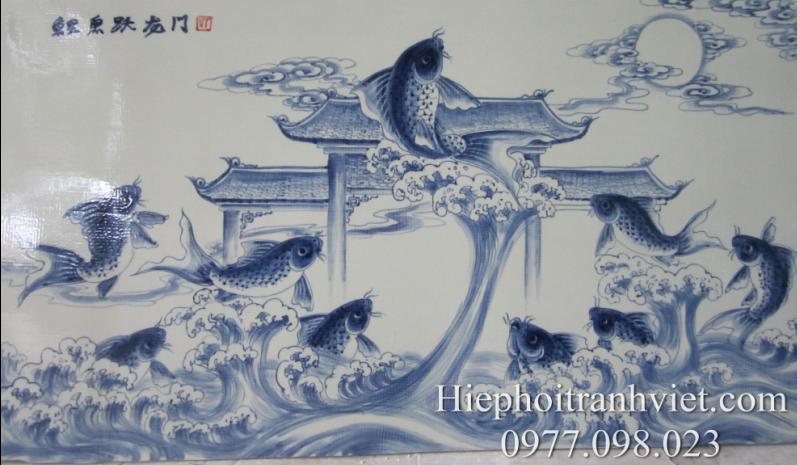 Tranh tích cổ Cá chép vượt vũ môn 021