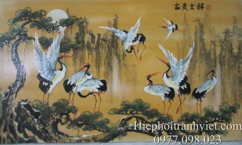 Tranh tích cổ Tùng hạc niên niên 023