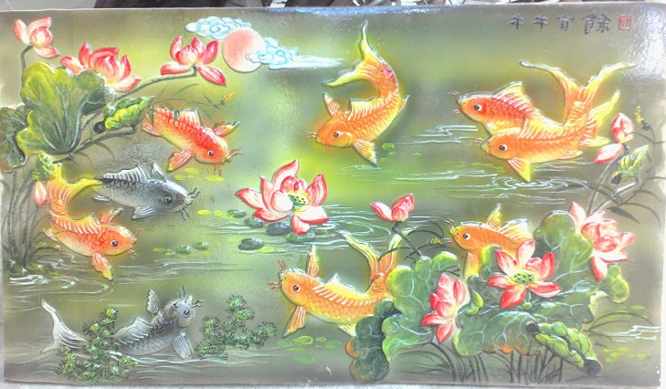 Tranh sứ Cửu ngư quần hội 011
