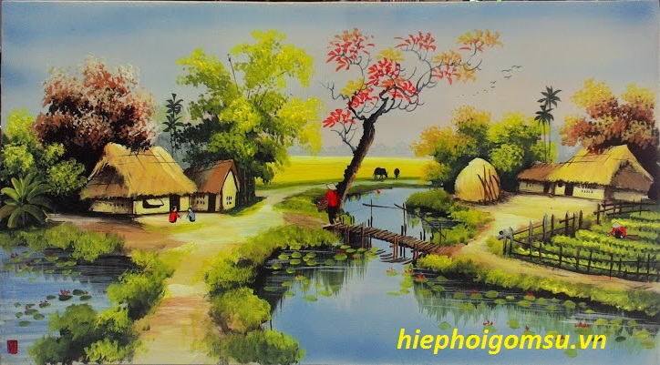Tranh sứ cảnh quê 064