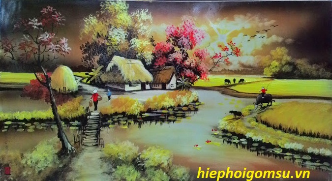 Tranh sứ chiều quê 061