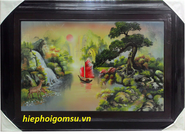 Tranh sứ sơn thủy kích thước 80 x 130cm