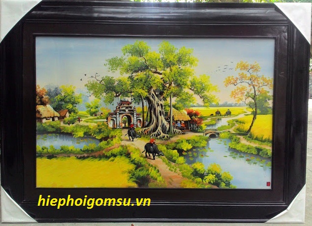 Tranh sứ cây đa cổng làng