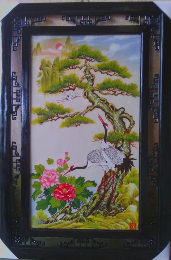 Tranh sứ Tùng hạc 025
