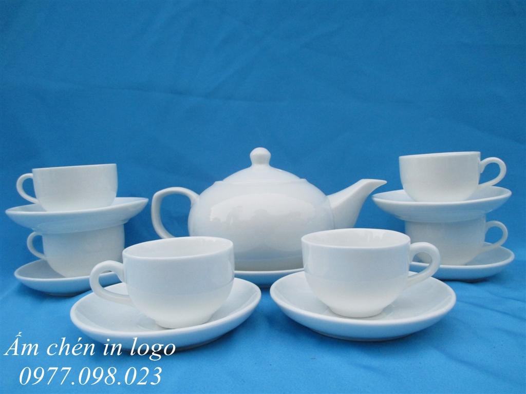 Ấm chén cao cấp in logo dạng dẹt AC-001