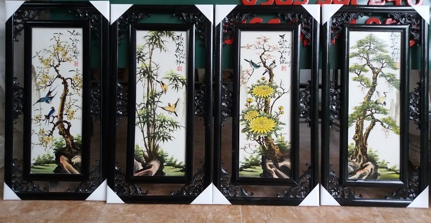 Bộ tứ cảnh vẽ màu cỡ nhỏ 052