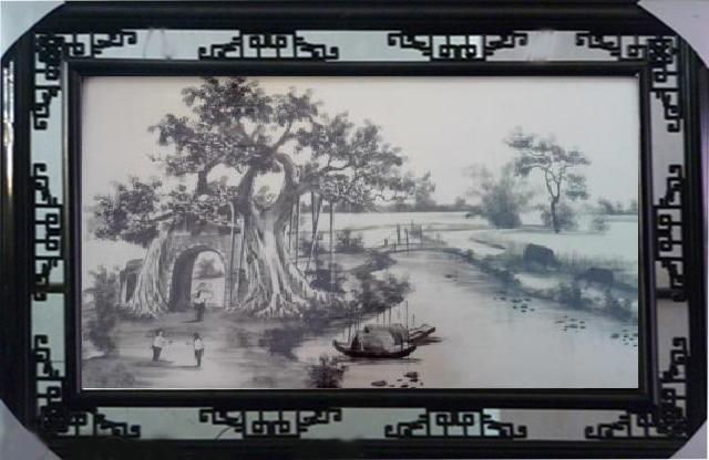 Tranh gốm sứ đồng quê 034