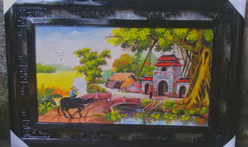 Tranh Đồng Quê Cây Đa Cổng Làng 021