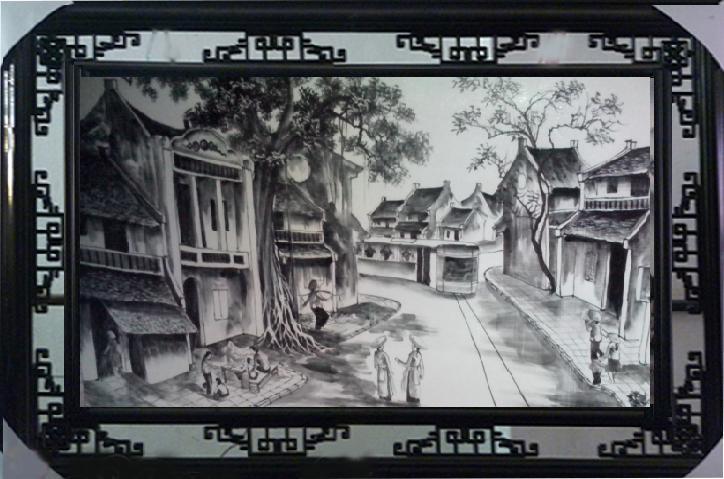 Tranh gốm sứ phố cổ CHN-013