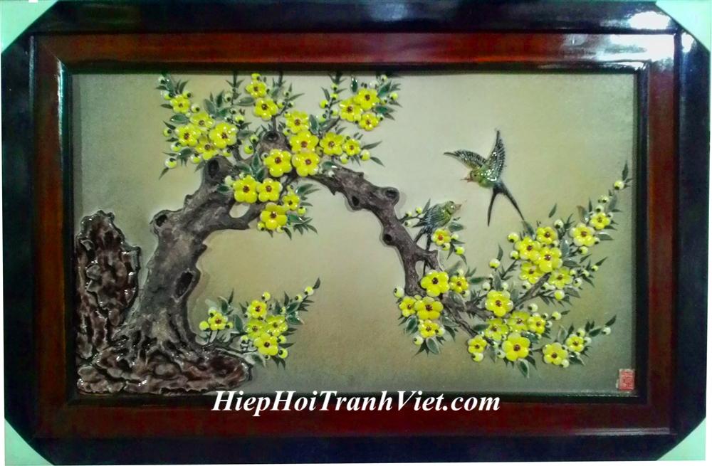 Tranh đắp nổi cao cấp Mai Khai Phú Quý