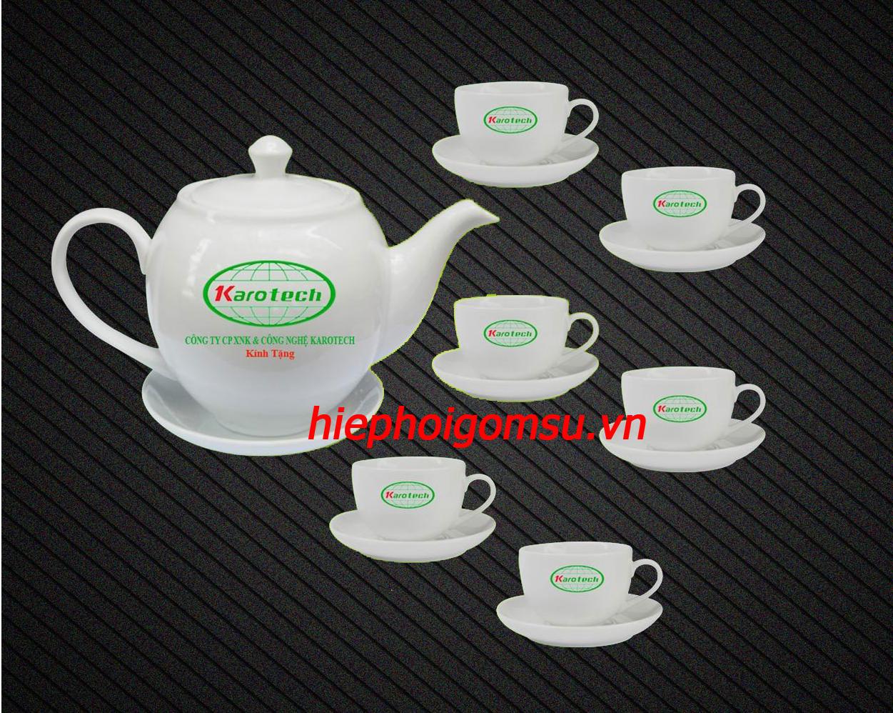 Mẫu ấm chén in logo công ty Karotech AC-125