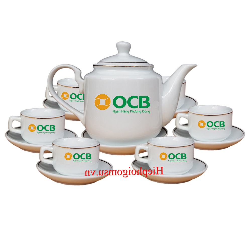 Bộ ấm chén vuông CK kẻ chỉ vàng