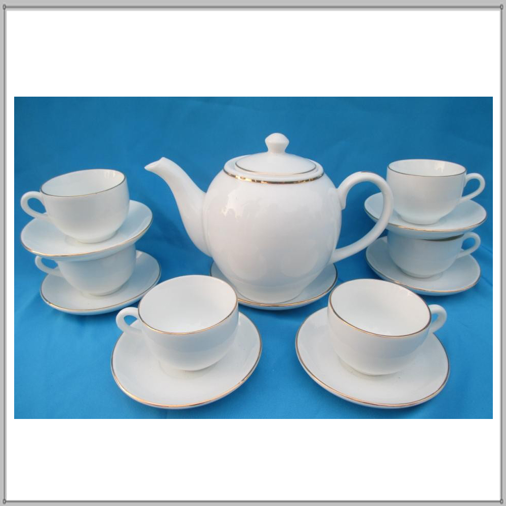 Ấm chén cao cấp kẻ chỉ vàng in dáng Minh Long AC-113