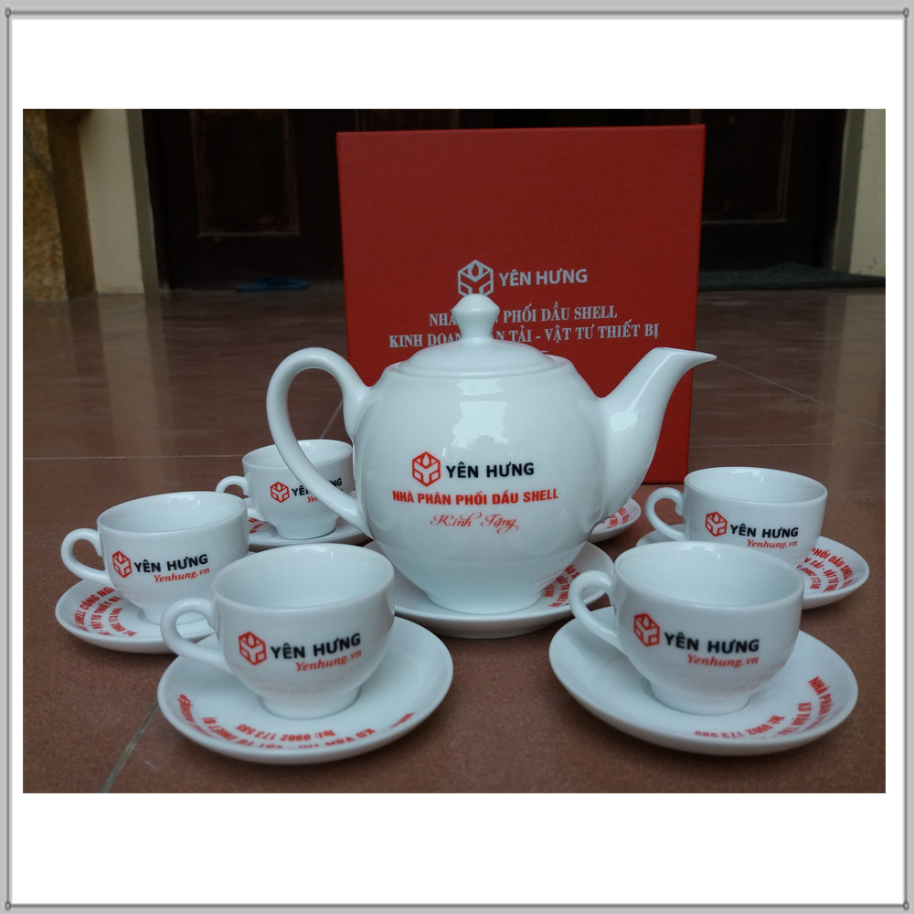 Ấm chén cao cấp in logo công ty Yên Hưng