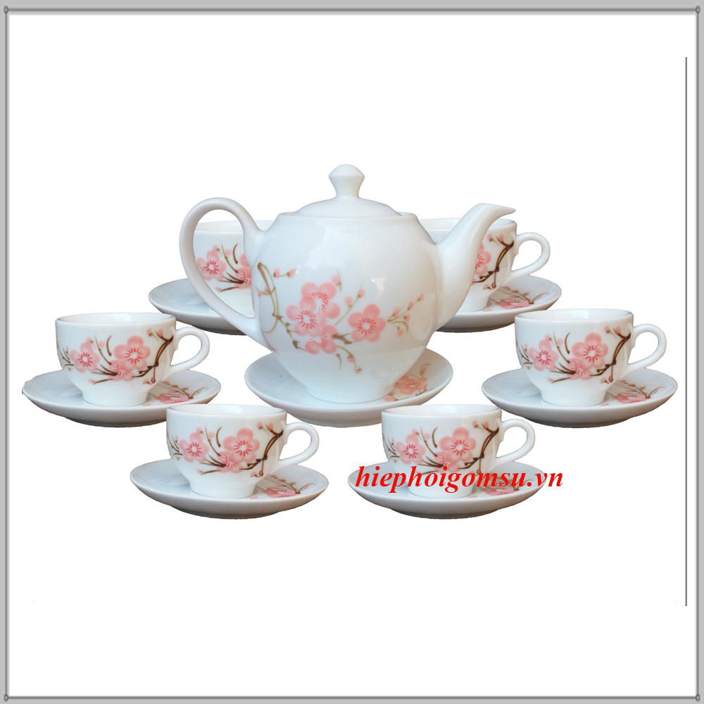 Bộ ấm chén vẽ hoa đào phai
