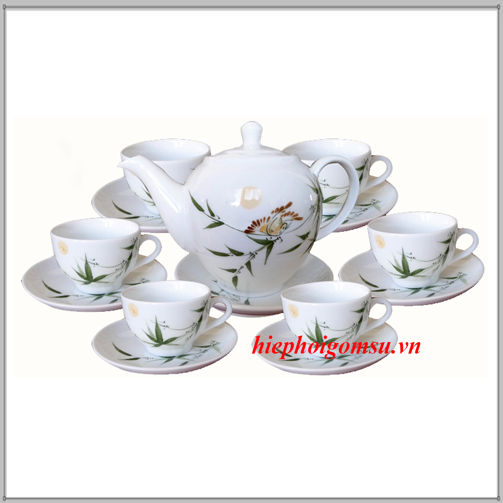Bộ ấm chén vẽ tay Trúc Báo Bình An