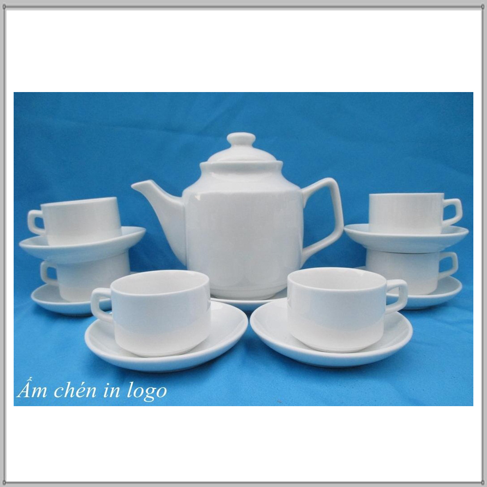 Ấm chén cao cấp in logo dạng vuông CK AC-003