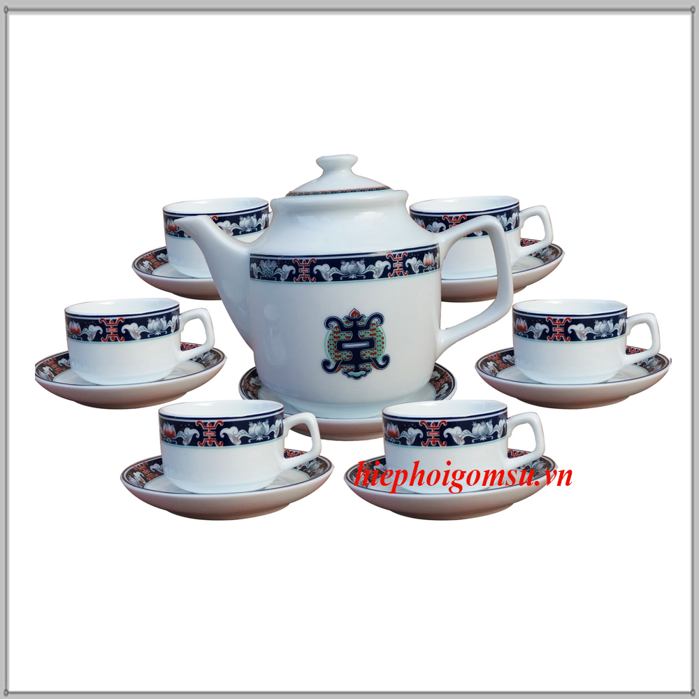 Bộ ấm chén chúc Thọ dáng vuông