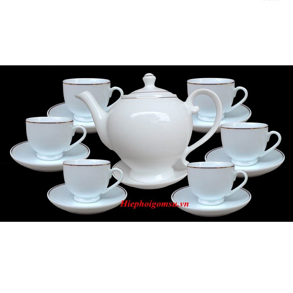 Ấm chén in logo Camellia kẻ chỉ vàng AC-130
