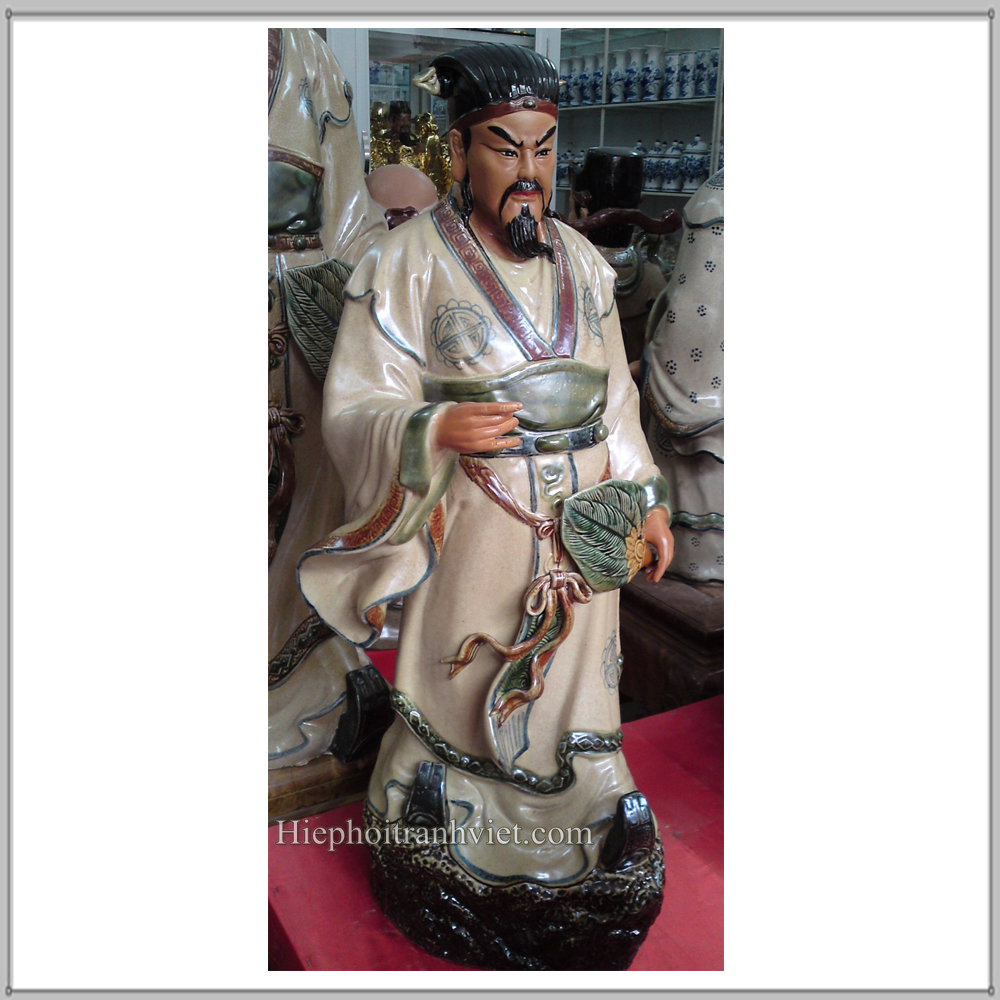 Tượng gốm sứ Khổng Minh cao 46 cm