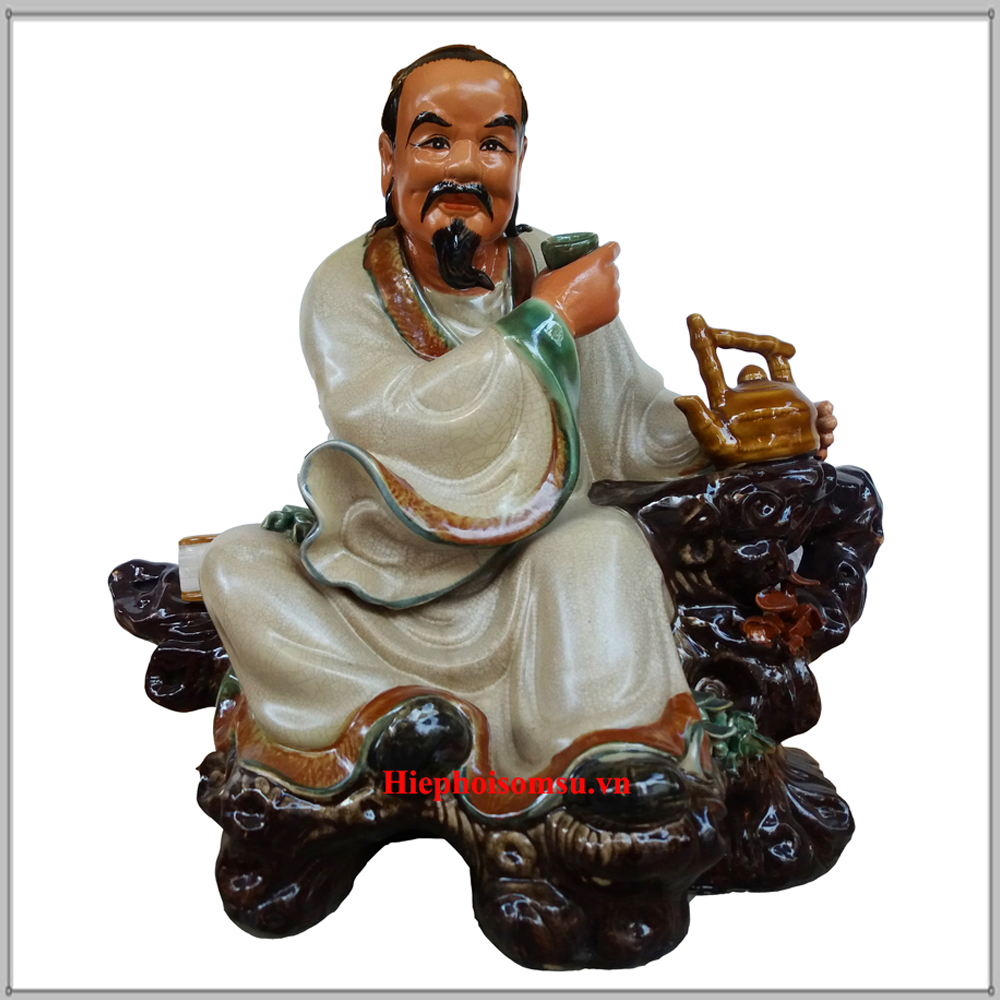 Tượng gốm sứ Thần Trà cao 55 cm