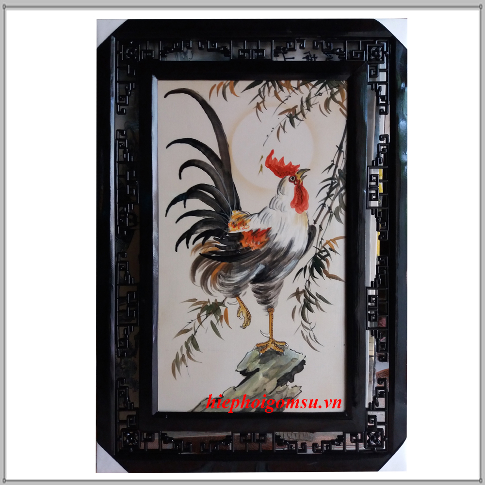 Tranh sứ Gà trống đại