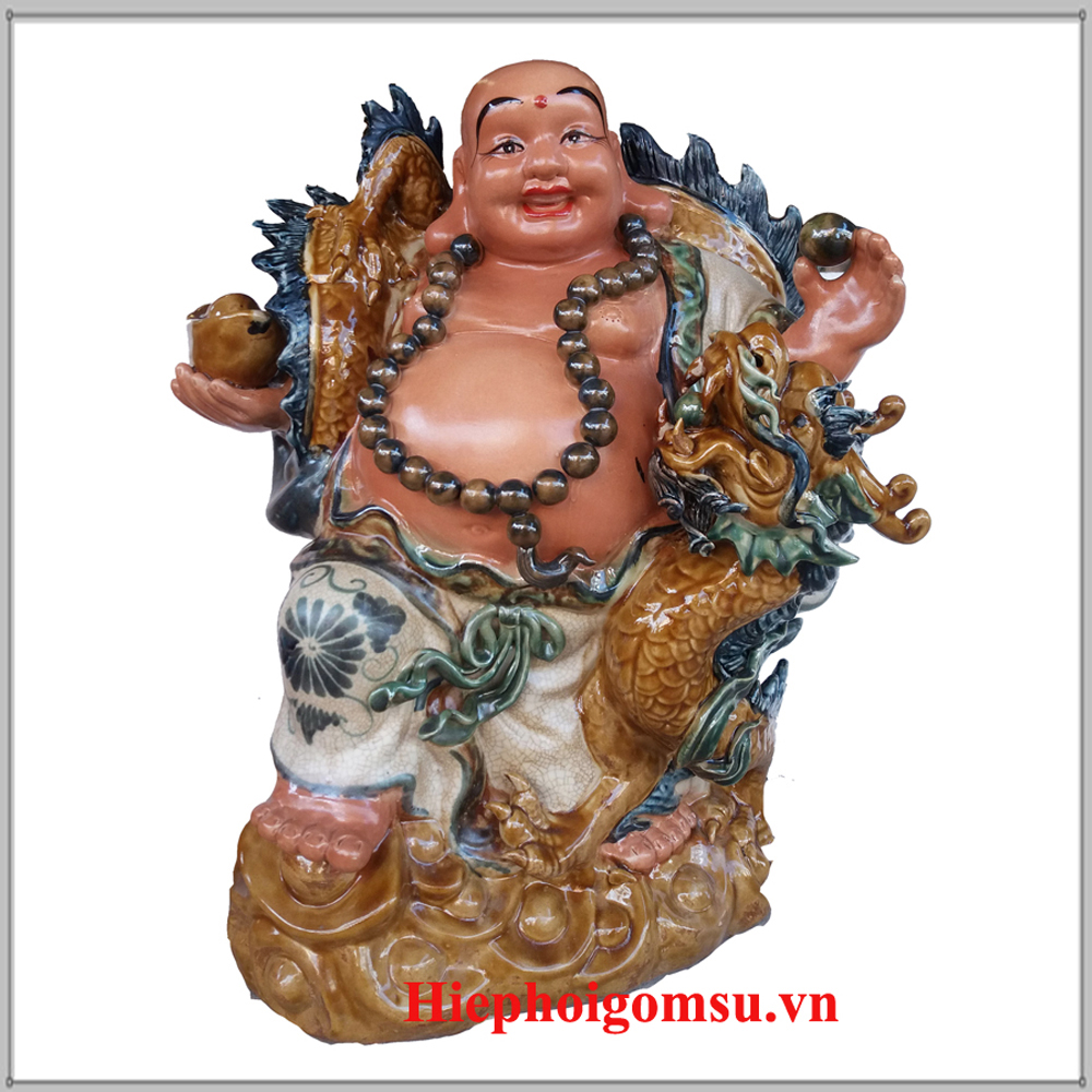 Tượng Phật Di Lặc cưỡi rồng cao 50 cm