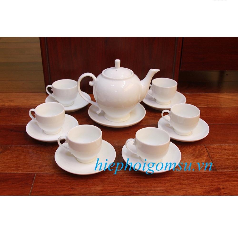 Ấm chén in logo Camellia trắng tinh khiết AC-115