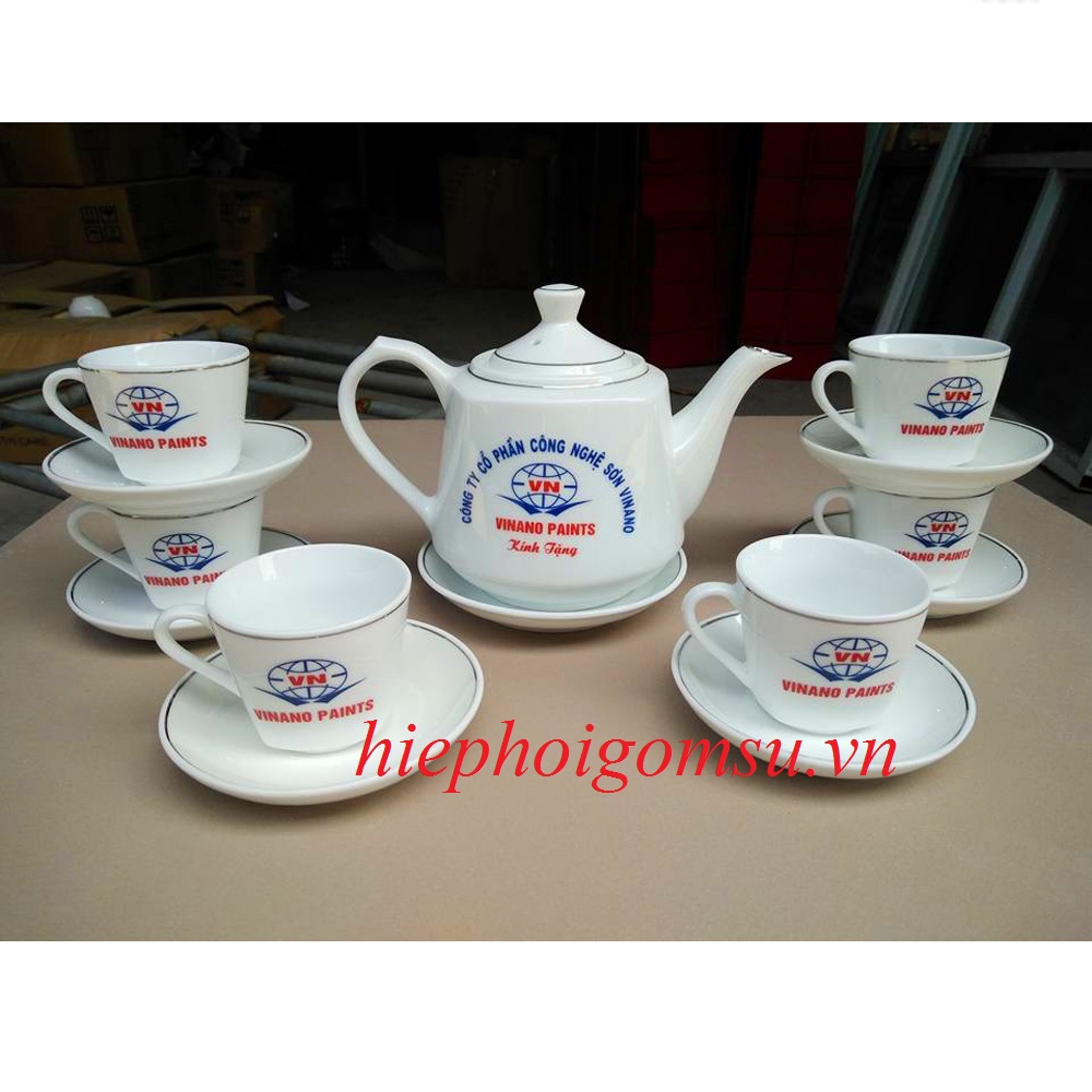 Bộ ấm chén in logo sơn VINANO
